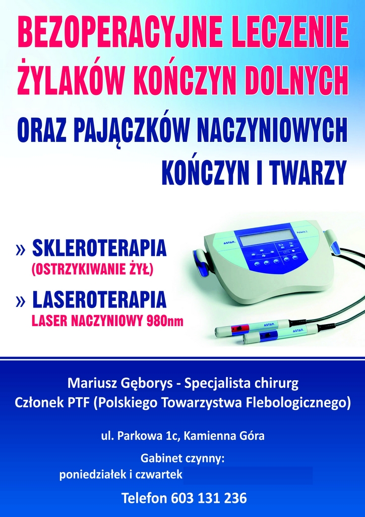 bezoperacyjne leczenie żylaków, laseroterapia, skleroterapia